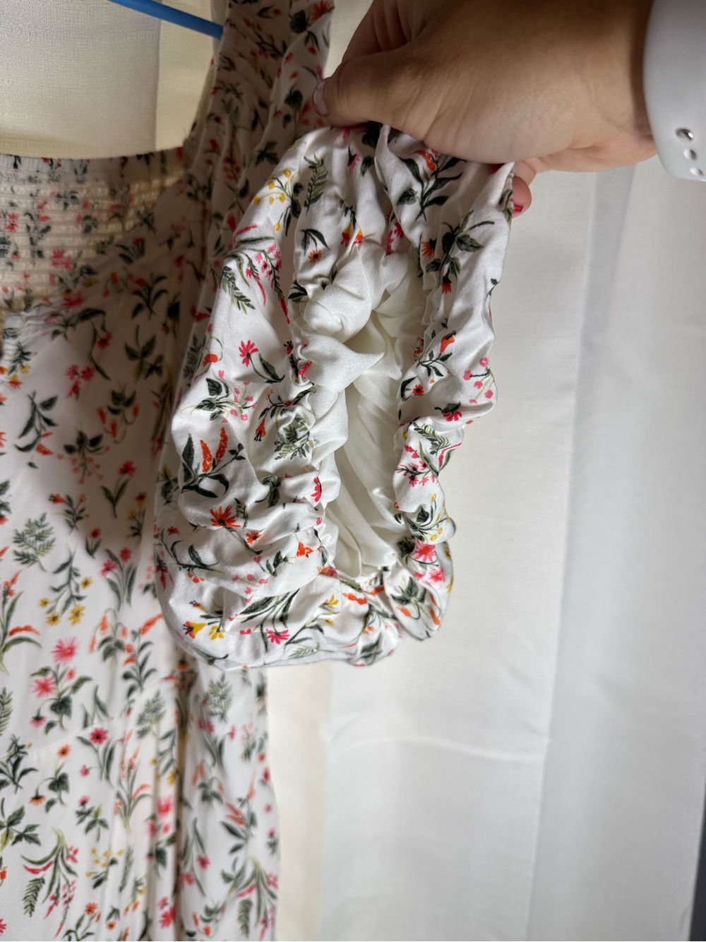 Old Navy White Midi Dress with Pink & Green Floral Print - Picture 5 of 8